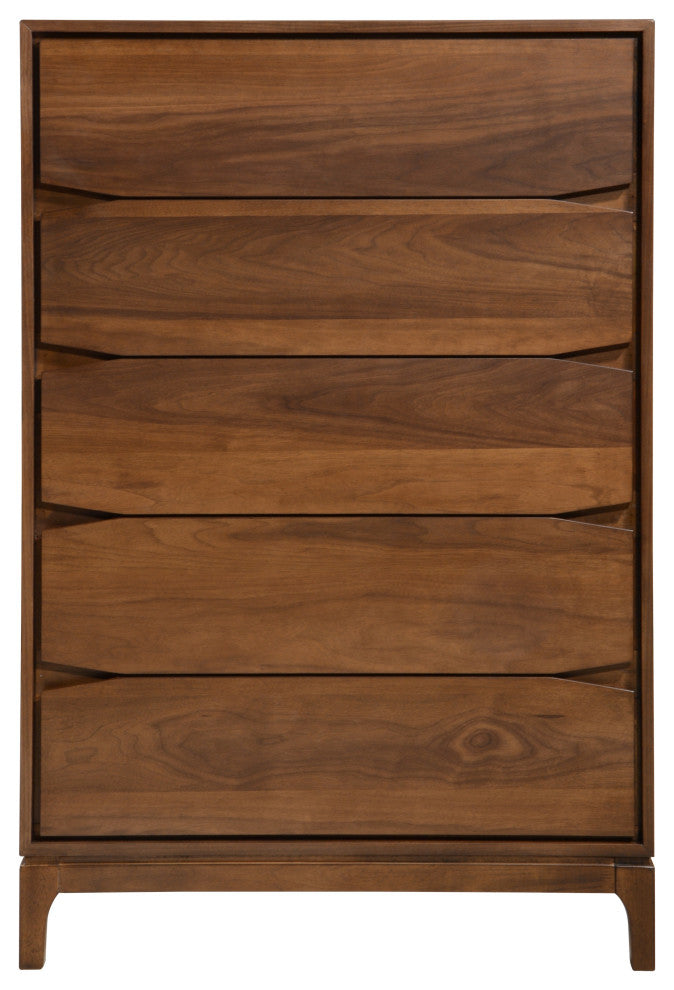 Chest 5-Drawer Solid Wood, Walnut