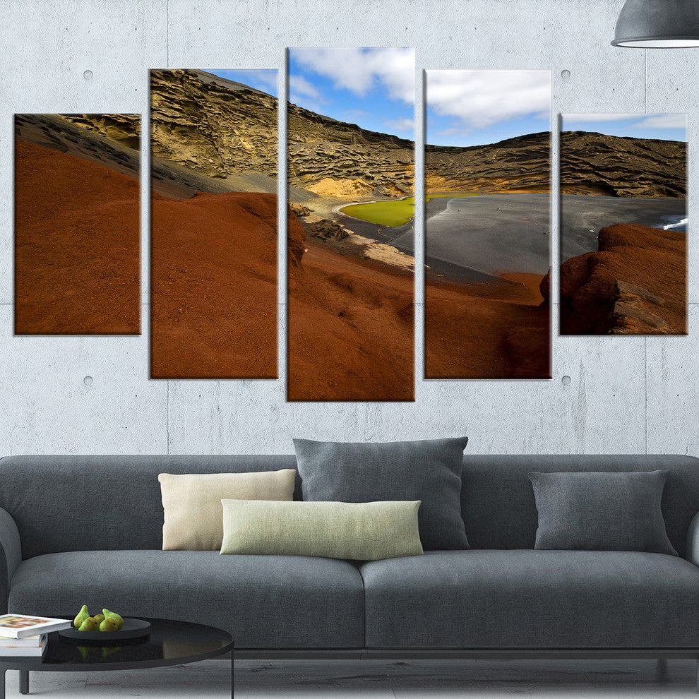 "In El Golfo Lanzarote Spain Musk Pond" Seascape Wall Art, 5 Panels, 60"x32"