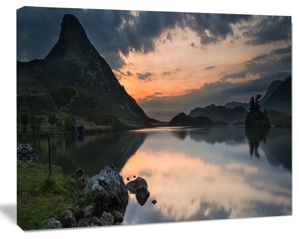 Stunning Sunrise over Lake Panorama, Large Landscape Canvas Art Print, 60"x28"