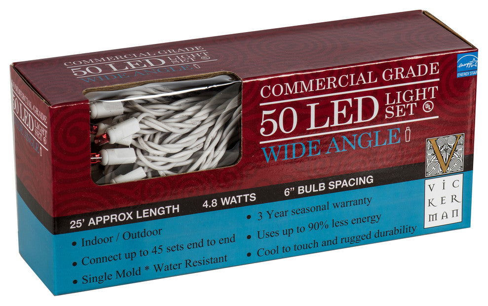 Vickerman X6W6535 50 Magenta Wide Angle Led, 25' Christmas Single Light Strand