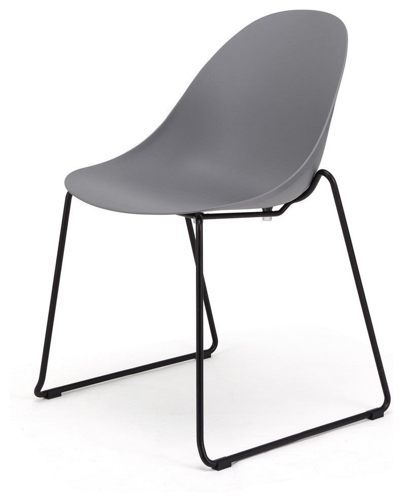 Seline Series Modern Accent Dining Chair with Black Steel Metal Legs, Gray