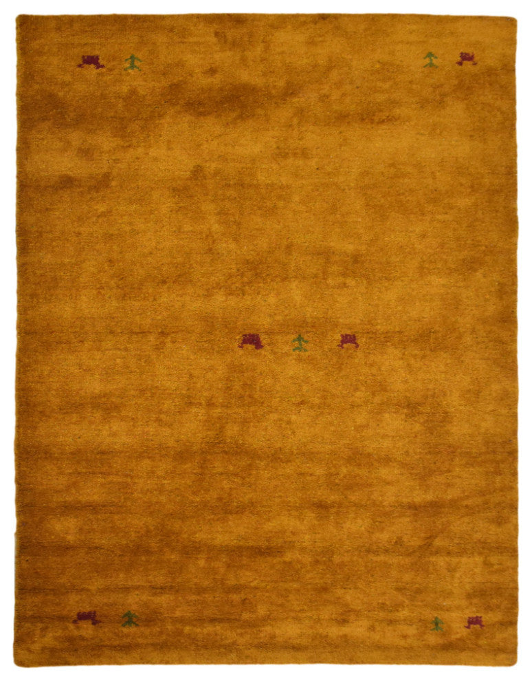 HAND KNOTTED LOOM SILK ECO-FRIENDLY AREA RUGS -6'x9',Rectangle,Gold,Contemporary