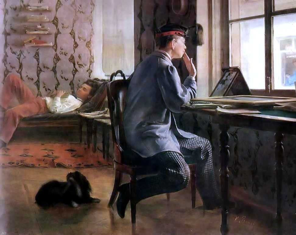 Ilia Efimovich Repin Preparation for the Examination Gallery Wrapped Canvas