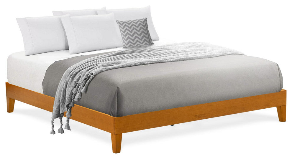 King Size Bed Frame With 4 Hardwood Legs And 2 Extra Center Legs Oak Finish
