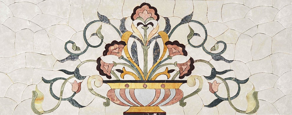Mosaic Kitchen Backsplash, Flora and Fona, 96"x40"