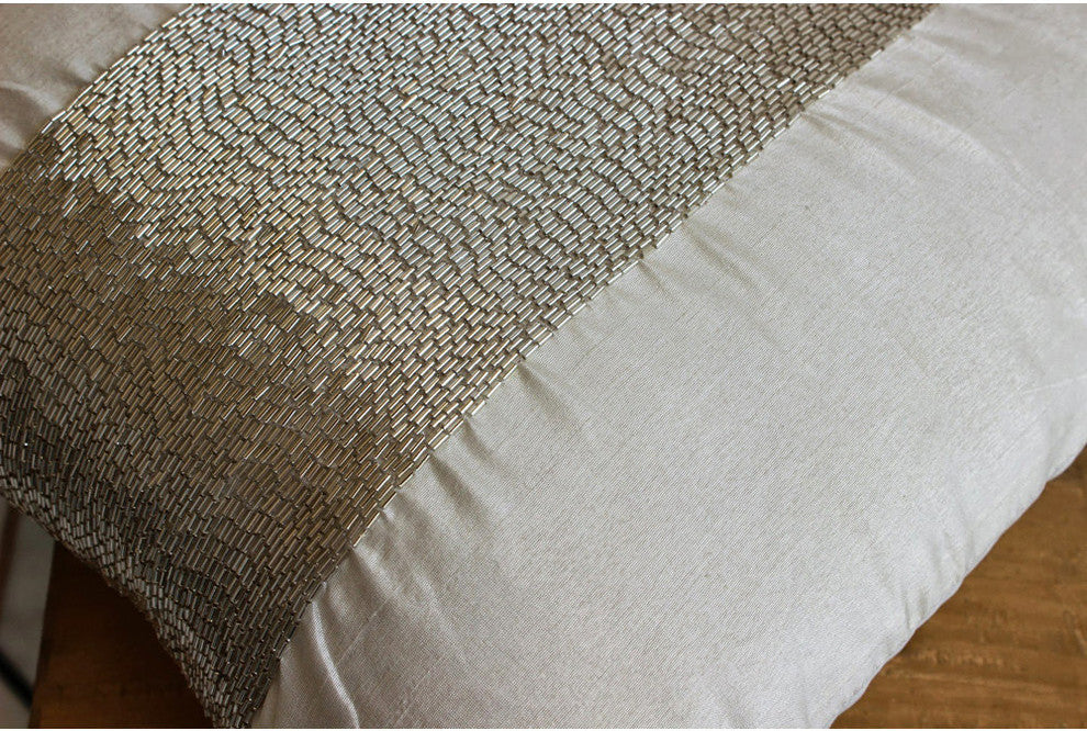 White Decorative Euro shams 26"x26" Silk, White Sparkle
