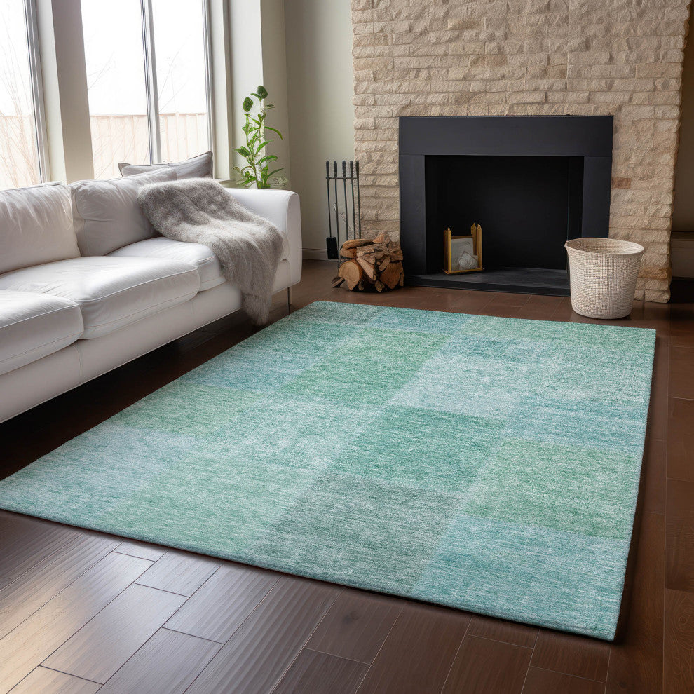 Premium Machine Washable Mayfield AMF664 Teal 8' x 10' Rug