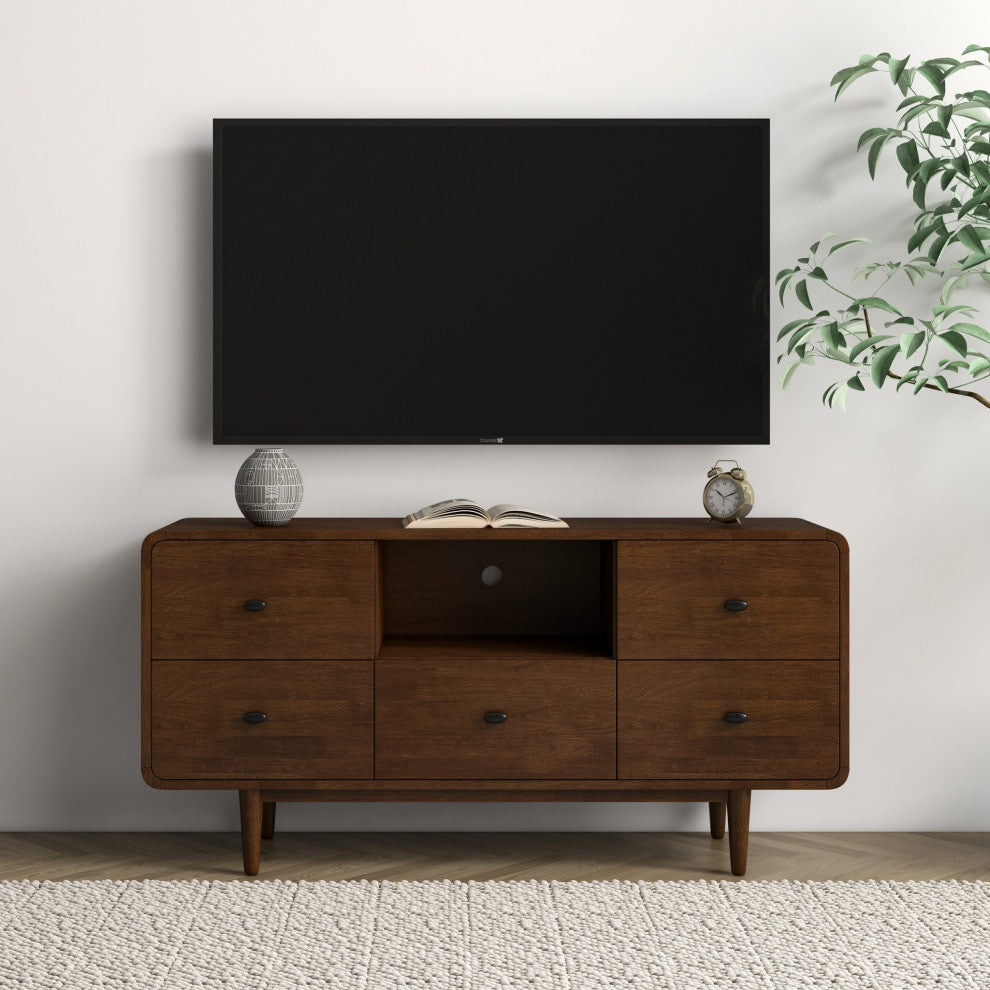 Stein Mid-Century Modern Solid Wood 5 Drawer TV Stand for TVs up to 60"