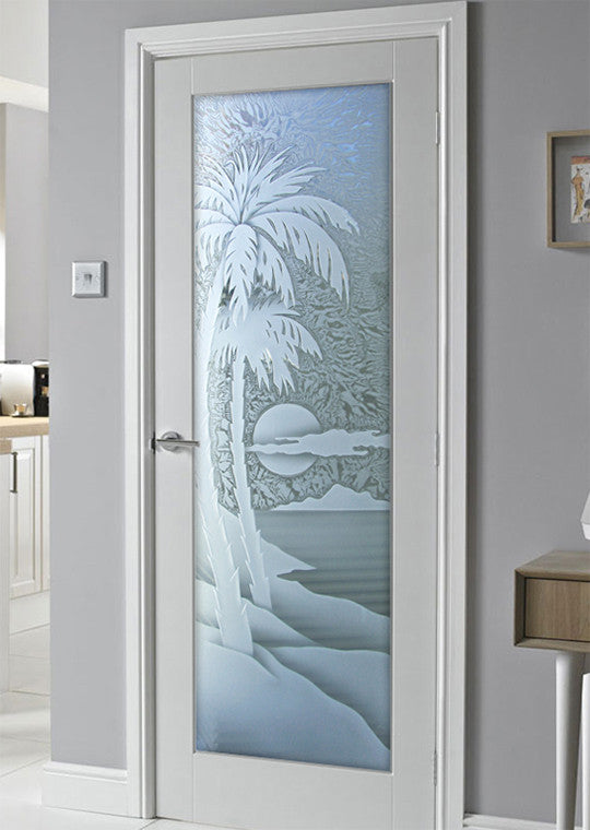 Interior Prehung Door or Interior Slab Door - Palm Sunset - Primed - 30" x...