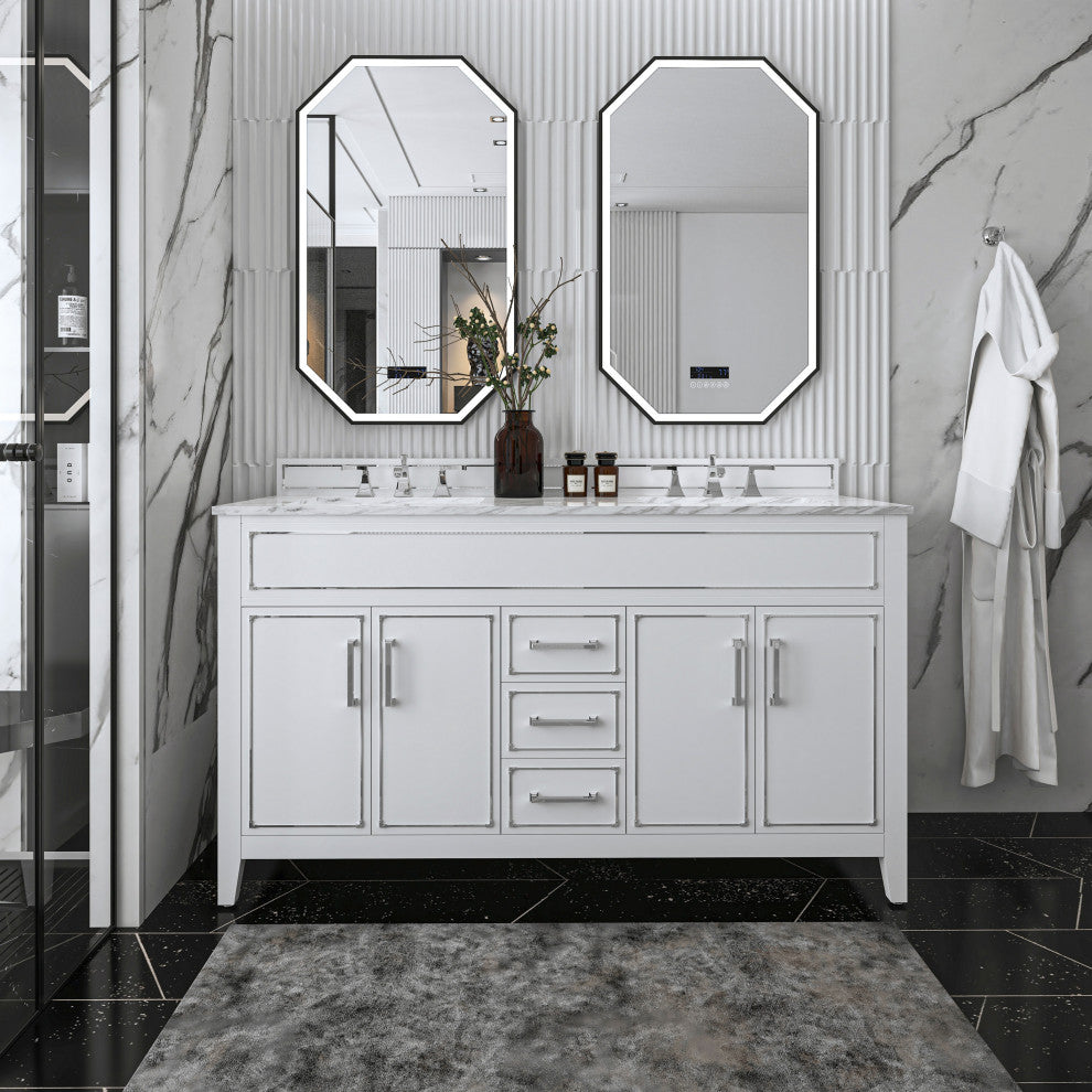 Aspen Bathroom Vanity Set, White, 60"