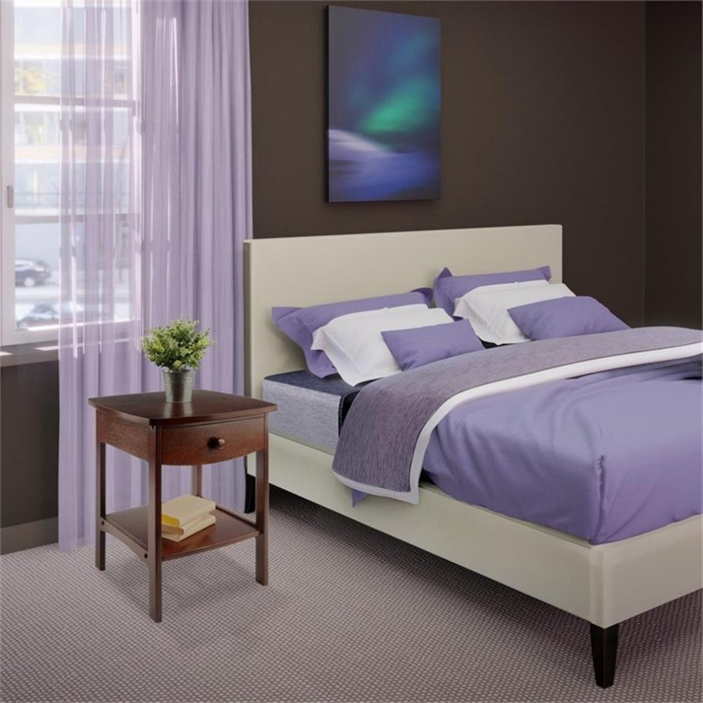 Pemberly Row 22.05"H Solid Wood Nightstand with Drawer in Antique Walnut