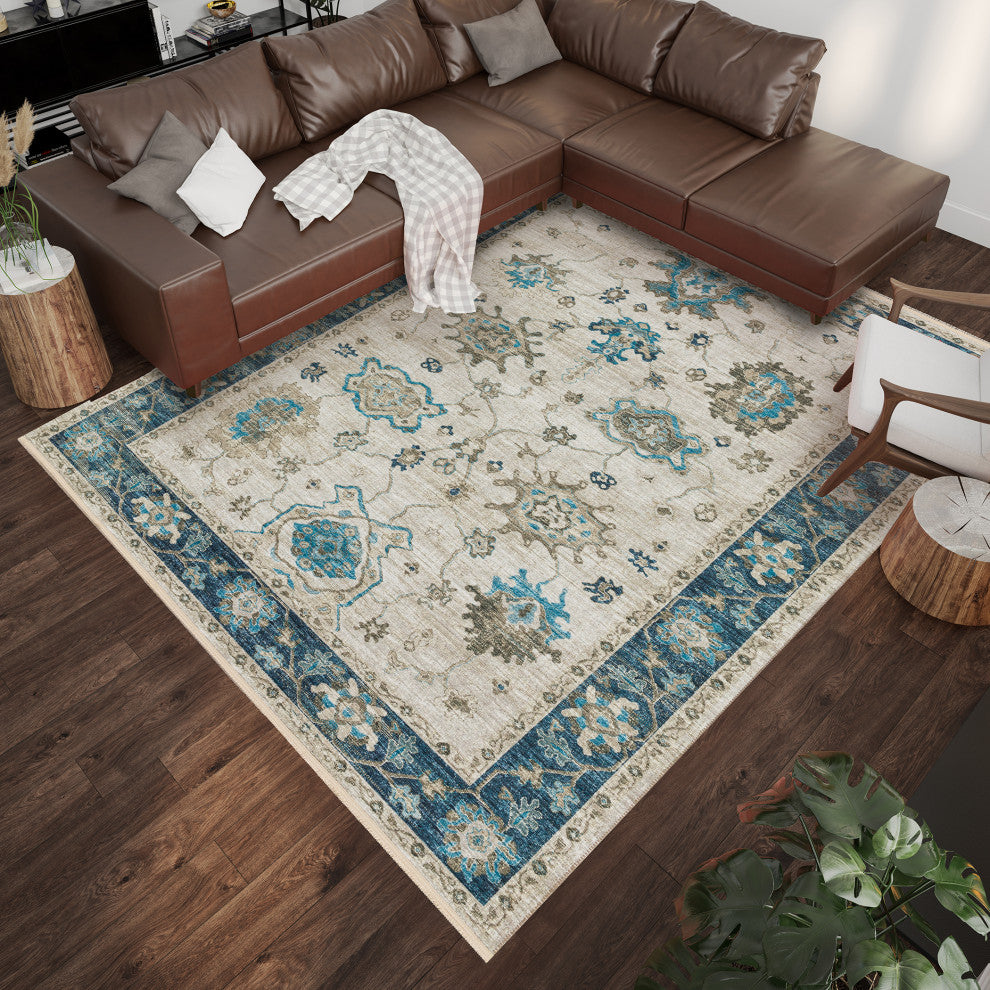 Indoor/Outdoor Marbella MB6 Flax Machine Washable 3' x 5' Rug