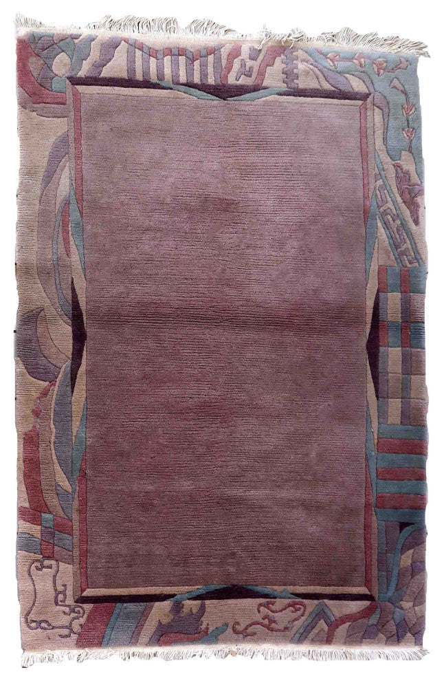 Handmade Vintage Tibetan Khaden Rug 4'x5.9', 122cmx180cm 1960s