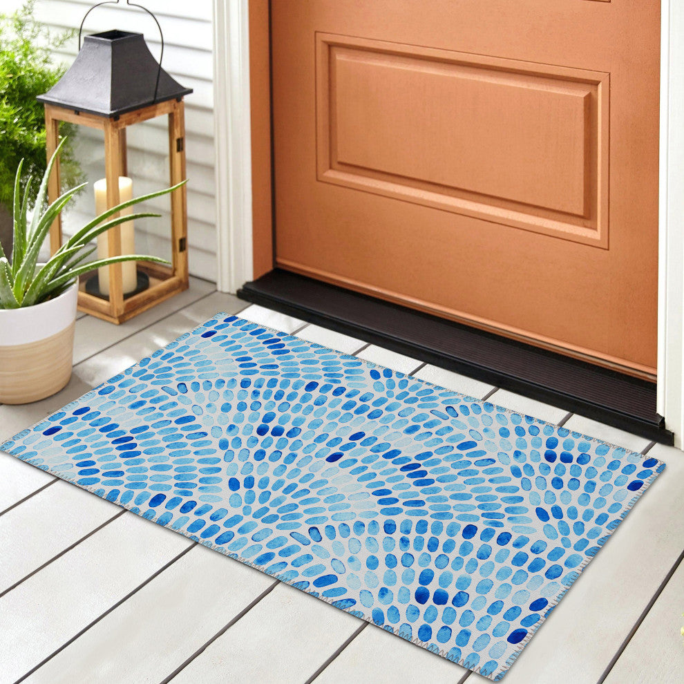 Indoor/Outdoor Seabreeze SZ7 Indigo Machine Washable 1'8" x 2'6" Rug