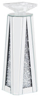 Benzara BM195998 Wood and Glass Candle Holder, Clear, Set of 2 Small