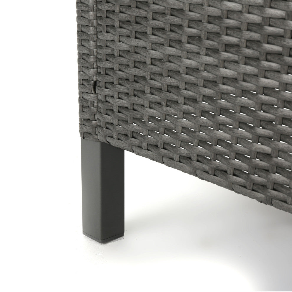 GDF Studio Cyrus Outdoor Wicker Dining Chairs, Set of 2, Gray/Light Gray