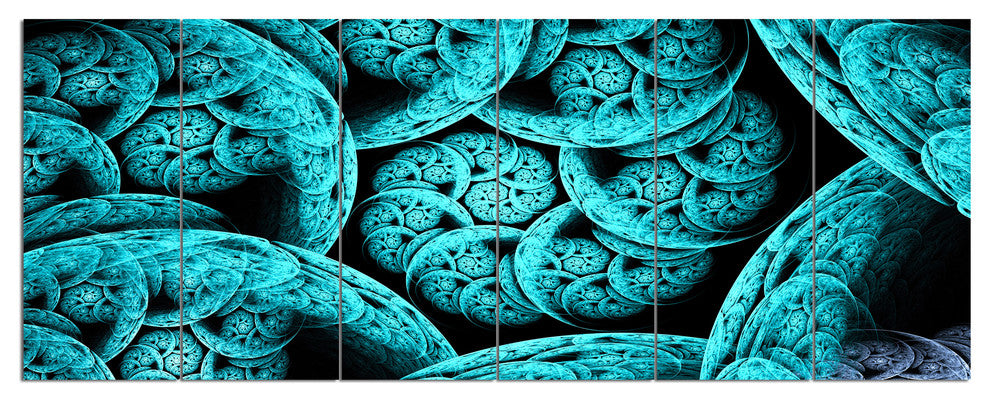 Blue Dramatic Clouds, Abstract Art on Canvas, 70"x28", 6 Panels
