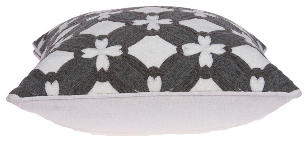 20" X 7" X 20" Transitional Gray And White Pillow Cover With Poly Insert
