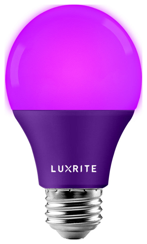 Luxrite A19 LED Purple Light Bulb 8W UL Listed E26 Indoor Outdoor