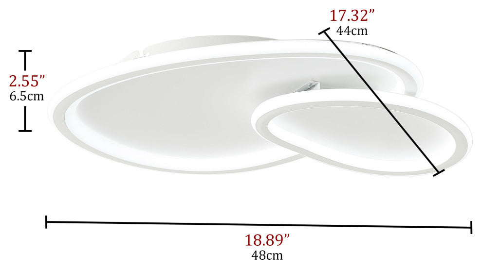 White 2-Light Irregular Ring LED Flush Mount Ceiling Light