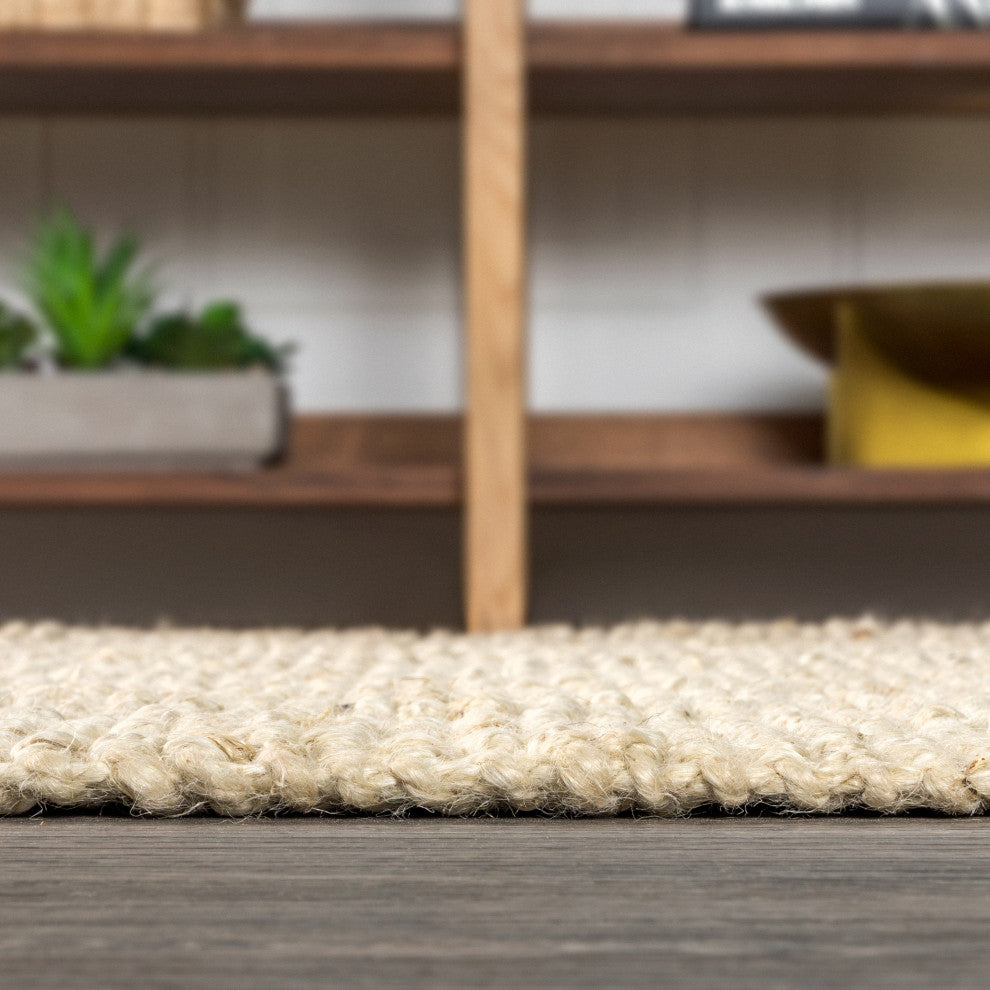 Pata Hand Woven Area Rug, Light Ivory, 5 X 8