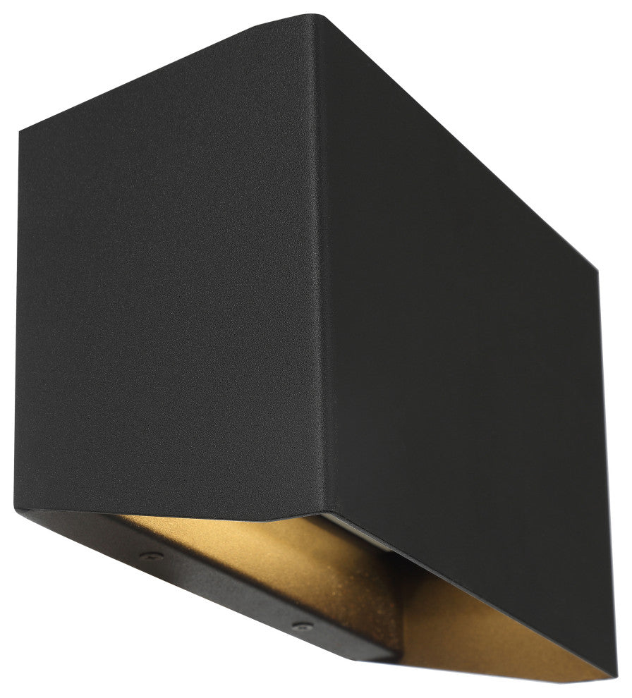 Amora Bi-Directional Wide Outdoor LED Wall Mount, Black