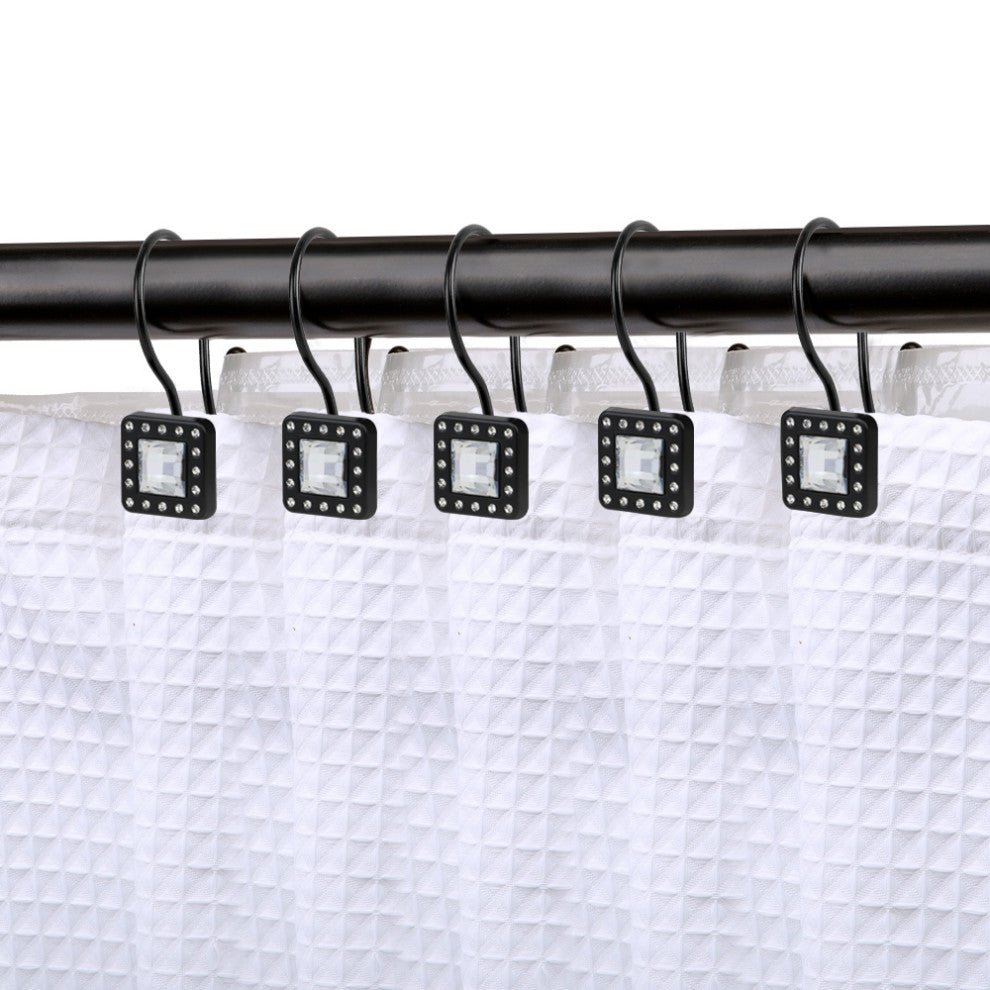 Utopia Alley Shower Hooks - Double Shower Curtain Rings for Bathroom, Black