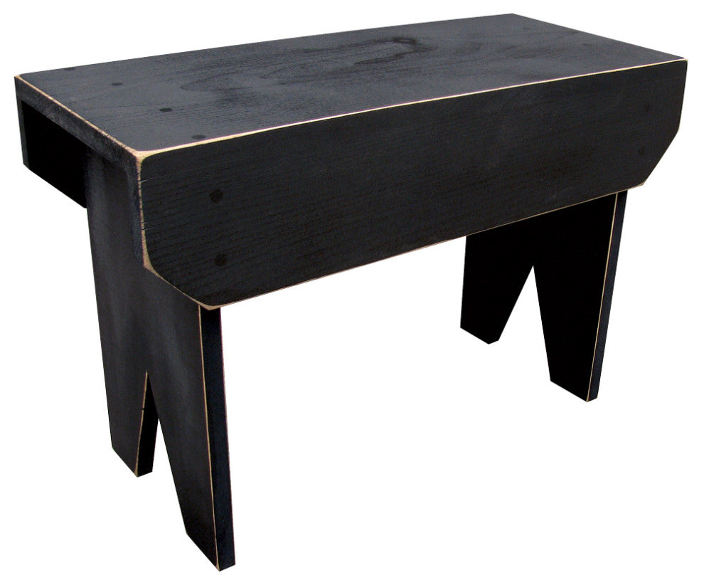 Simple Wood Bench, Old Black