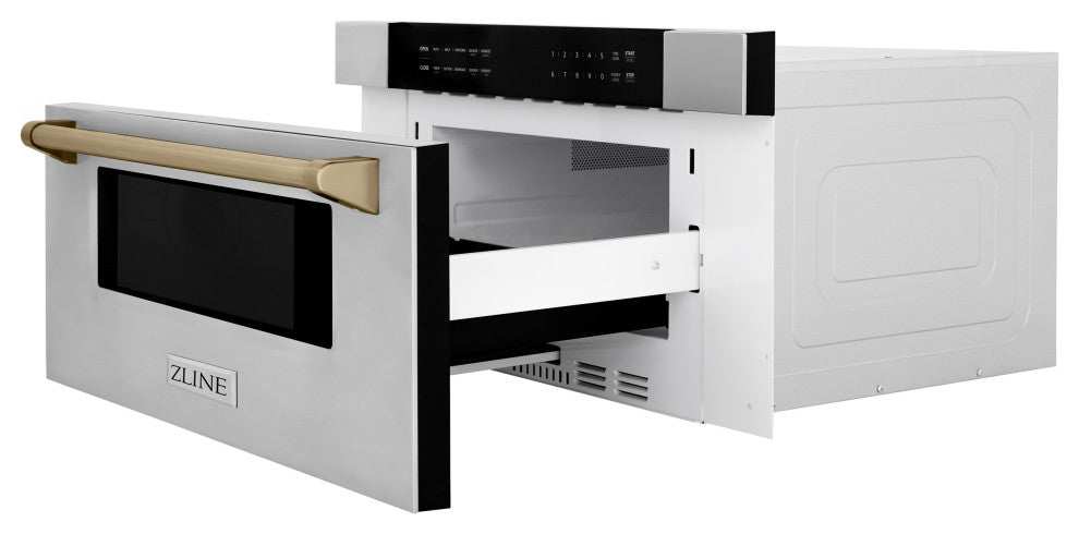 Microwave Drawer, Stainless Steel and Champagne Bronze, MWDZ-30-CB