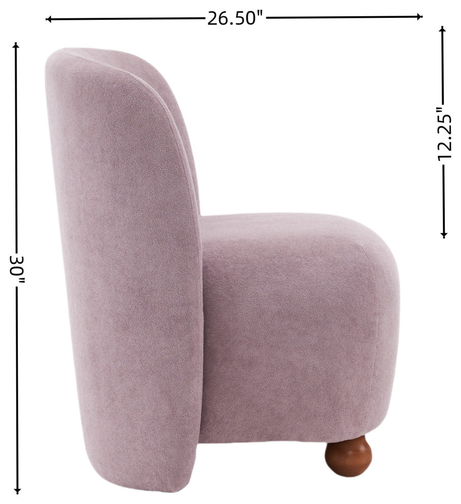 GDF Studio Modern Armless Accent Chair, Polyester, Pine Wood Leg, Purple