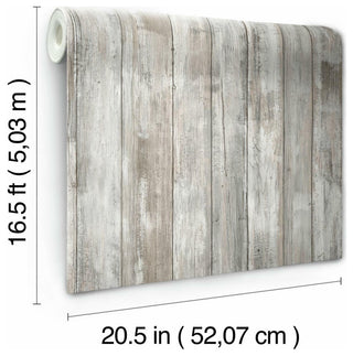 Brown & Gray Weathered Planks Peel & Stick Wallpaper