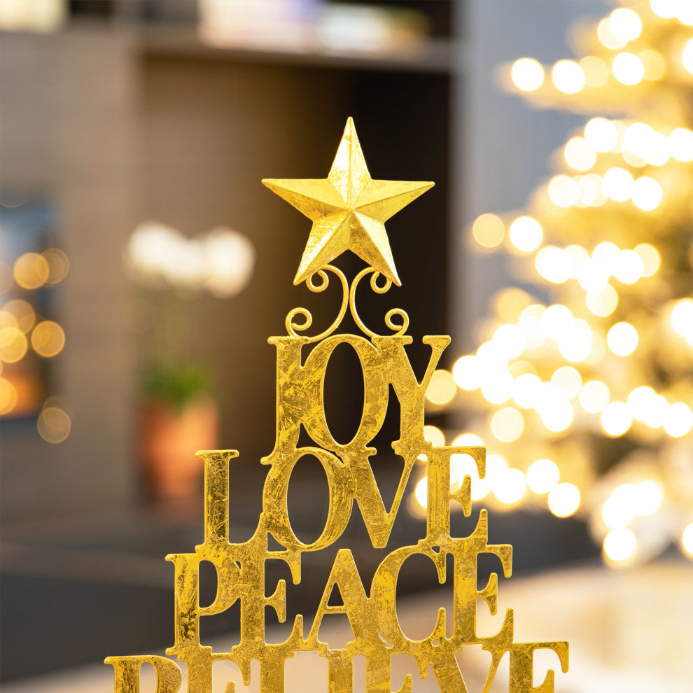 18.25"H Metal Gold Foil Christmas Table Tree