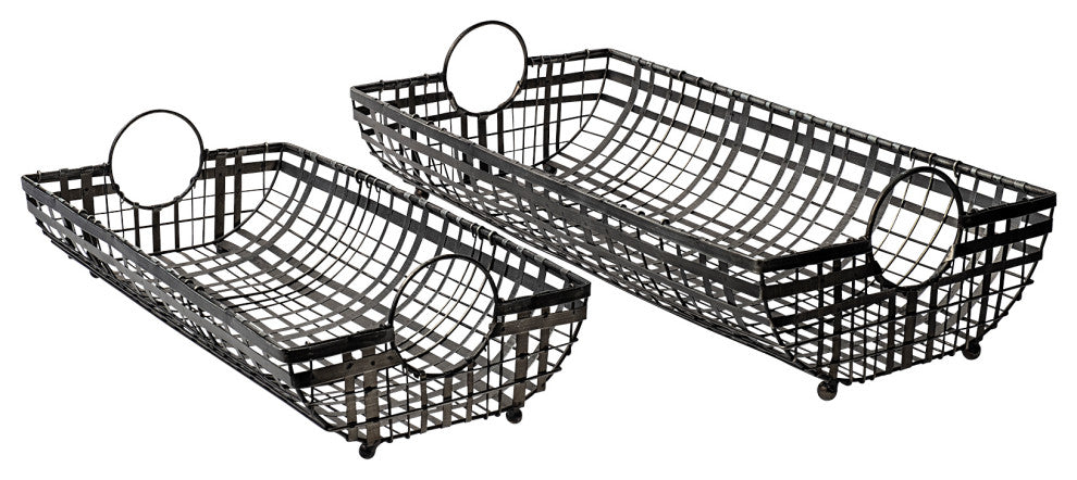 Kenneth Gray Metal Baskets, 2-Piece Set