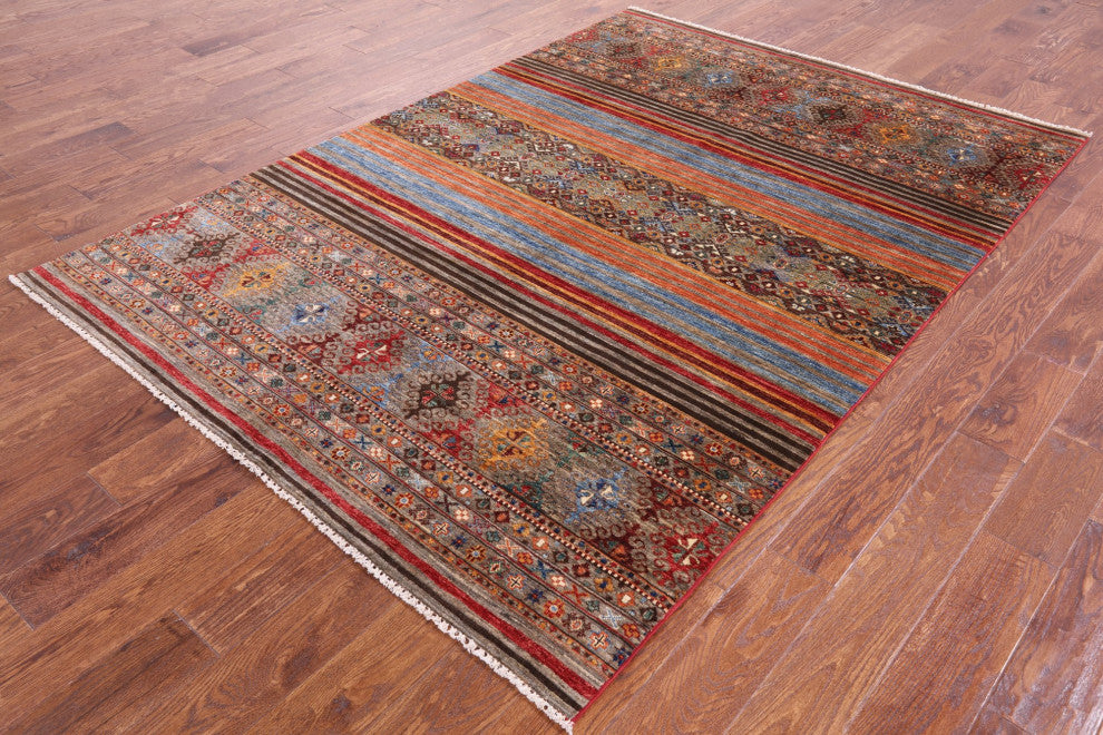 5' 6" X 7' 11" Khorjin Super Kazak Hand-Knotted Rug Q5355