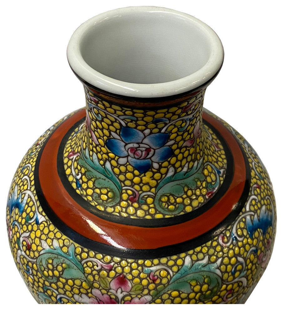 Oriental Yellow Thick Doped Color Bats Flowers Ceramic Vase Hws2450