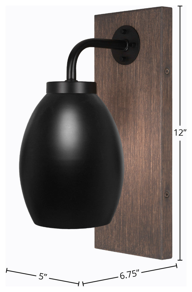 Oxbridge Wall Sconce, Matte Black & Painted Distressed Metal, 5" Shade