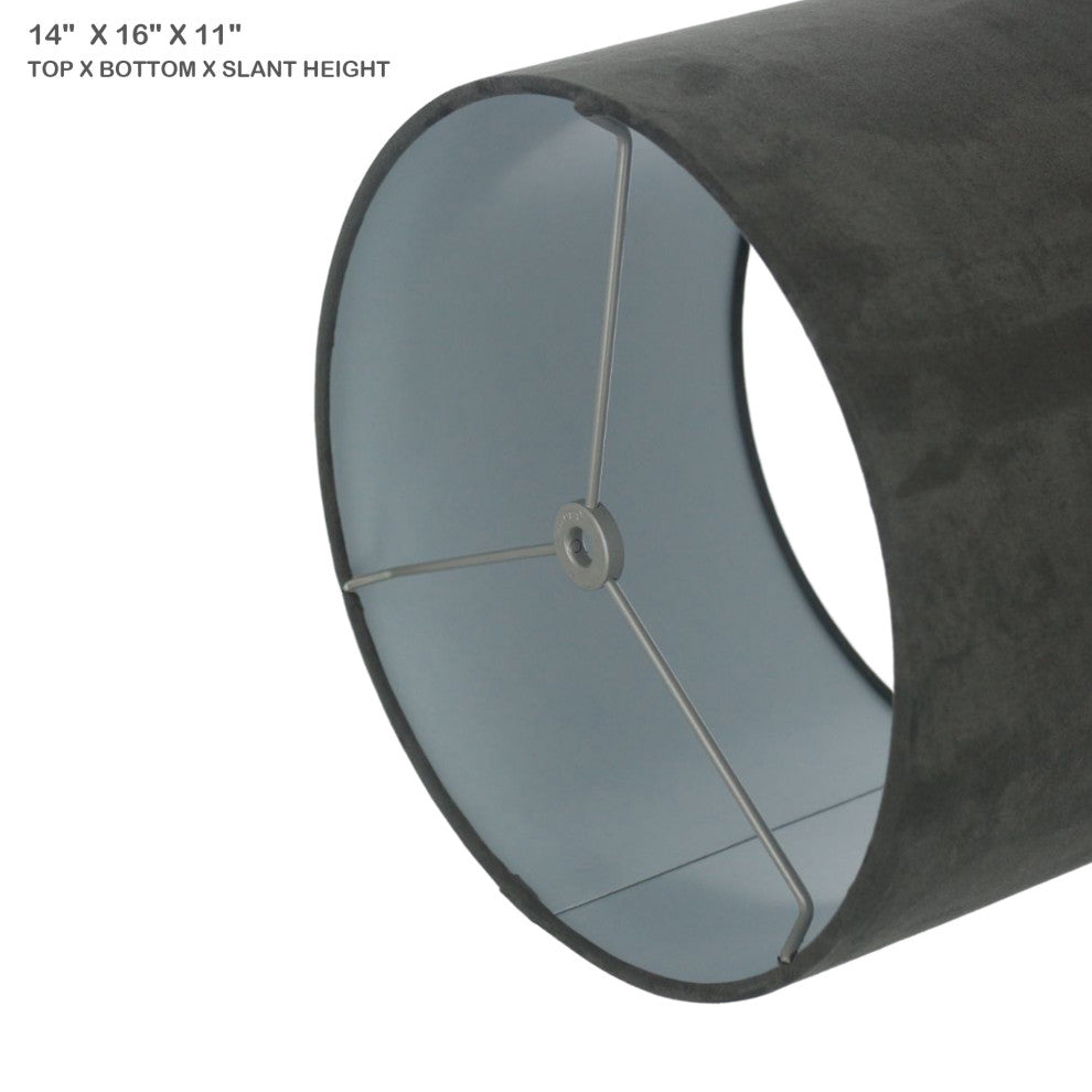 16" Suede Hardback Lamp Shade, Gray