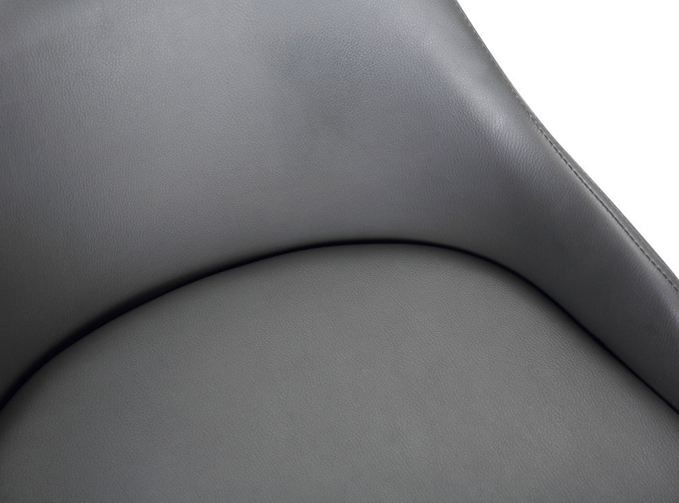 Alec Black Brush Wood Finish & Gray Faux Leather Bar Stool, Barstool