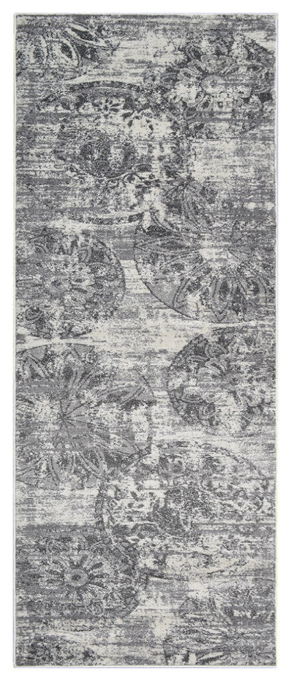 MACHINE MADE HEATSET POLYPROPYLENE AREA RUGS -Silver Ivory,Contemporary Design, [Runner] 3'2''x10'