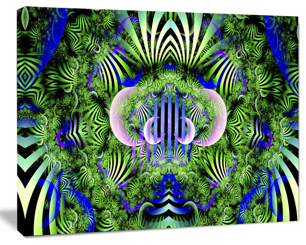 Green Magical Fairy Pattern, Floral Canvas Art Print, 40"x30"