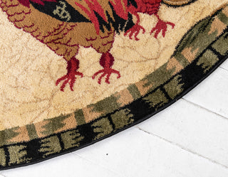 Unique Loom Cream Barnyard Farm 4' Round Rug