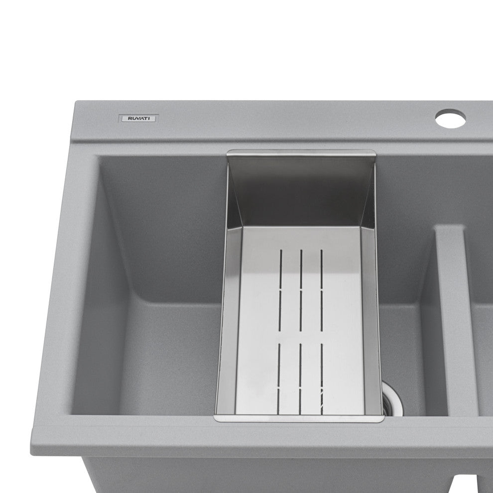 34 inch Workstation Granite Composite Sink - Silver Gray - RVG1350GR
