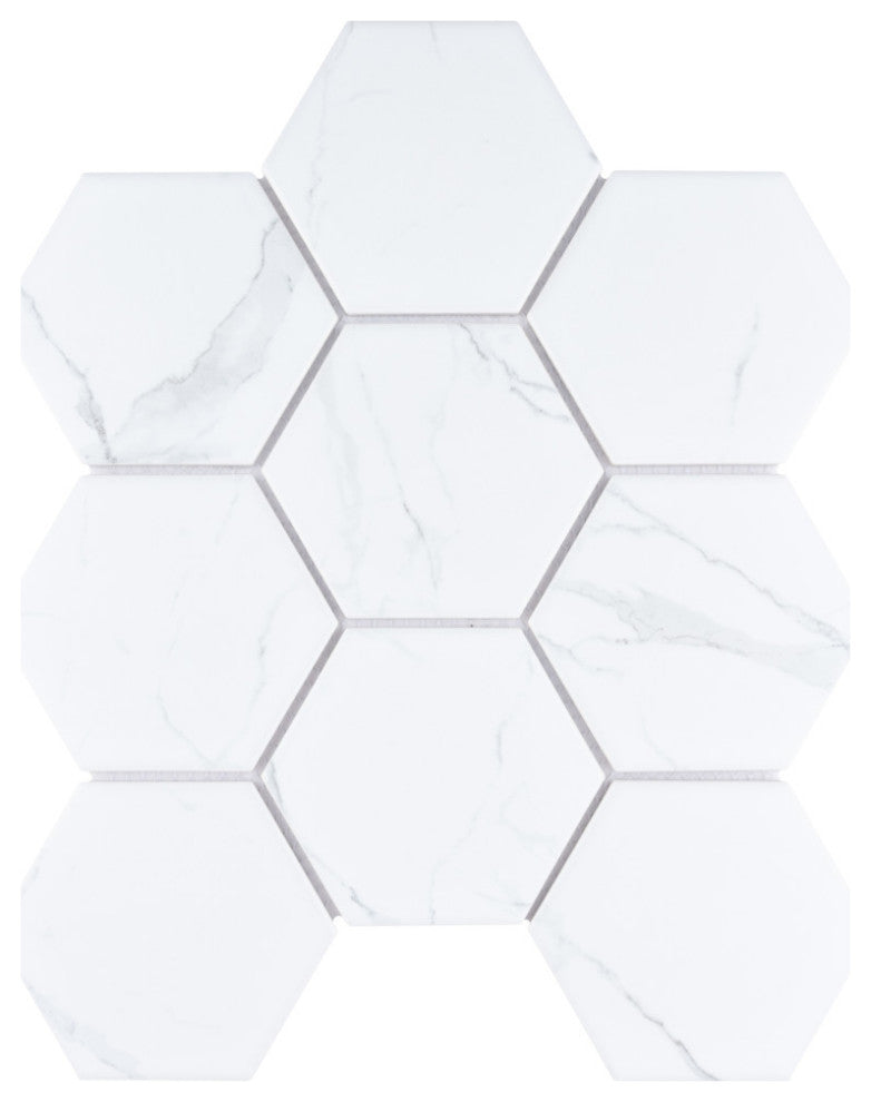 Carrione Super Hex Matte Carrara Porcelain Floor and Wall Tile