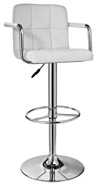White and Chrome Quilted Barstool