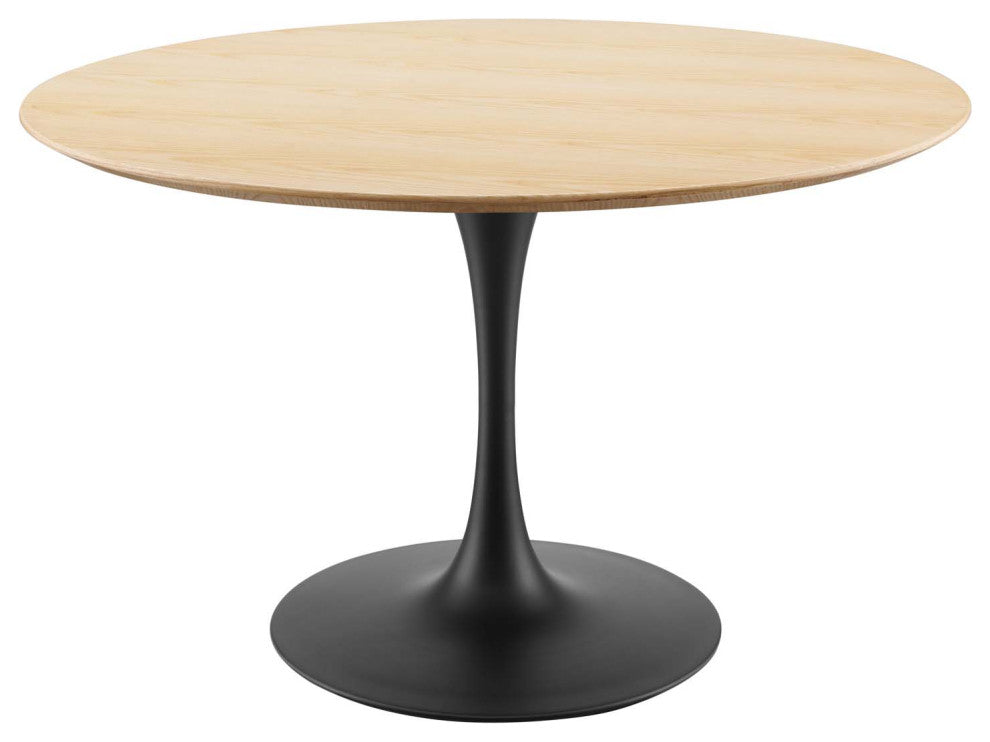 Dining Table, Round, Wood, Black Brown Natural, Modern, Cafe Bistro Restaurant