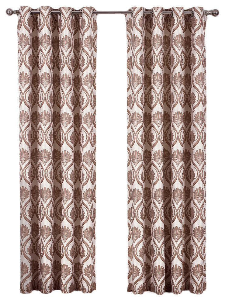 Jacqueline 2PC Grommet Jacquard Panels, Chocolate, 108"x120", Set of 2