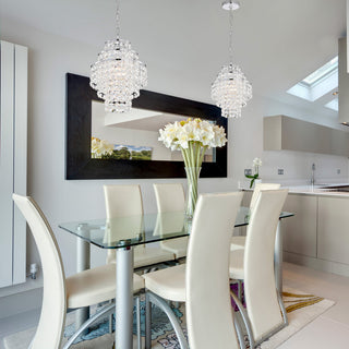 1-Light Chrome Modern Glam Mini Chandelier With Tier Cascading Crystals