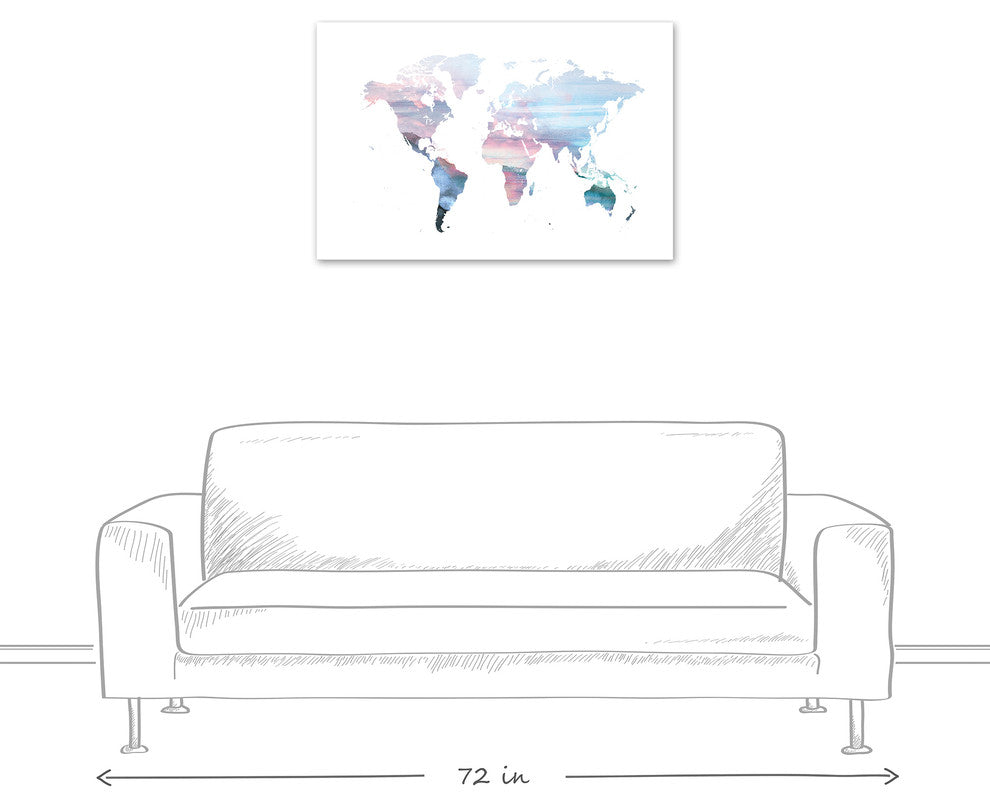 Pastel World Map 24x36 Canvas Wall Art