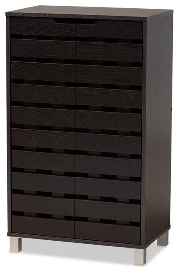 Baxton Studio Ernest Dark Brown Finished Wood 2-Door Shoe Storage Cabinet