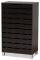 Baxton Studio Ernest Dark Brown Finished Wood 2-Door Shoe Storage Cabinet